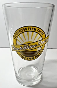 Vintage 16 oz Rise & Shine Dairy Pottery Barn ~ Clear Drinking Glass Tumbler - Picture 1 of 7