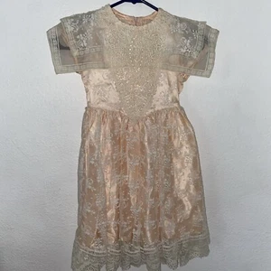 Vintage 80’s Jessica McClintock Dress Bridal YOUTH Size 4 Prairie Lace Peach - Picture 1 of 15