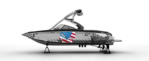 GRAPHIC KIT DECAL BOAT SPORTSTER - SPEEDSTER - USA SKULLS WRAP CUSTOM - Picture 1 of 2