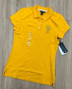 U.S. Polo Assn. Folien Punkte Jakobsmuschel Kragen Polo Safran Größe Small - Bild 1 von 6