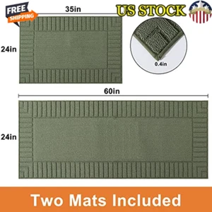 Non-Slip Kitchen Mats Machine Washable Durable Anti-Skid Runner Set 2 Pcs New - Picture 1 of 6