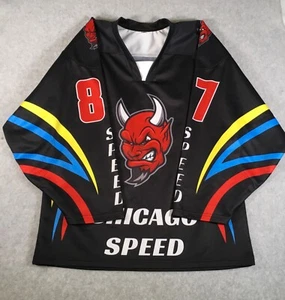 Vintage Chicago Fury Speed Demons #87 Hockey Jersey Adult Large Black/Red - Picture 1 of 15