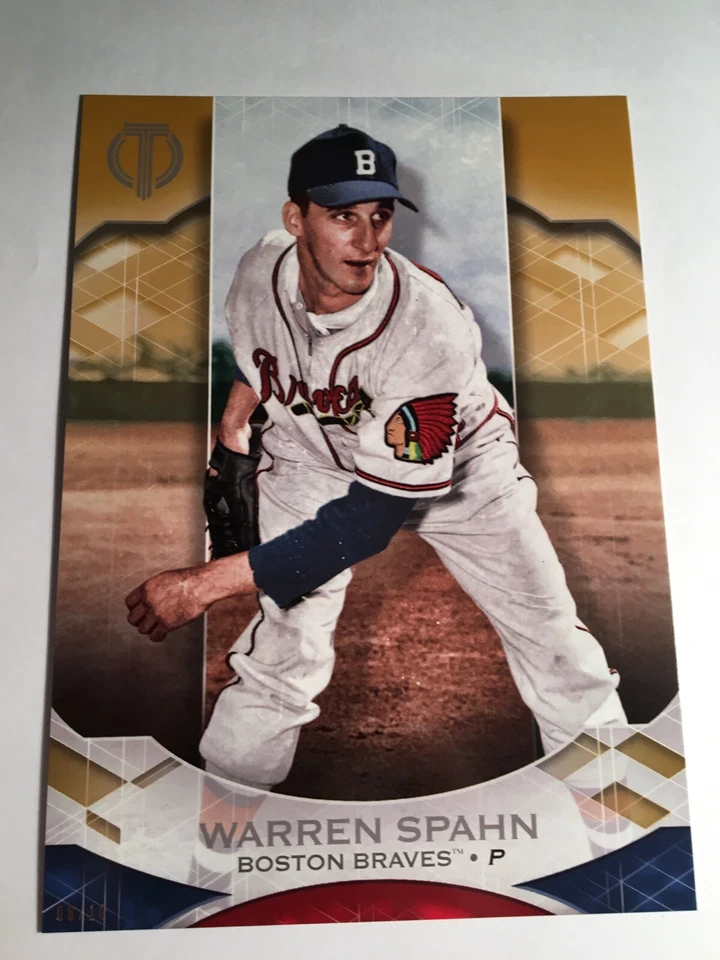 2019 Topps Tribute Jumbo 5x7 Warren Spahn Braves 19 Gold 06/10 - Image 1 of 1