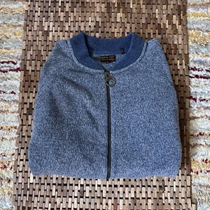 Barbour Beacon Brand Wool Full Zip Bomber Jacket Blue Men’s Size XL - Picture 1 of 4