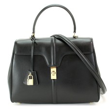 CELINE Medium 16 Bag 2way Hand Shoulder Bag Leather Black 187373 Purse 90082358