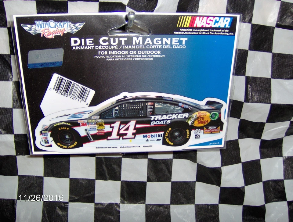 Tony Stewart  # 14 Bass Pro Shops/Tracker Boats Car Magnet 6" x  2" - Image 1 of 1