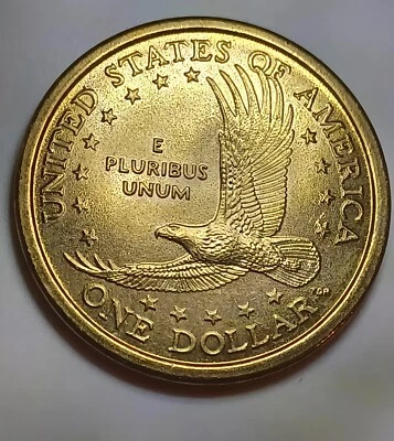 2000 Sacagawea One Dollar Coin US Liberty Gold Color Philadelphia Finnish Error  - Image 1 of 3