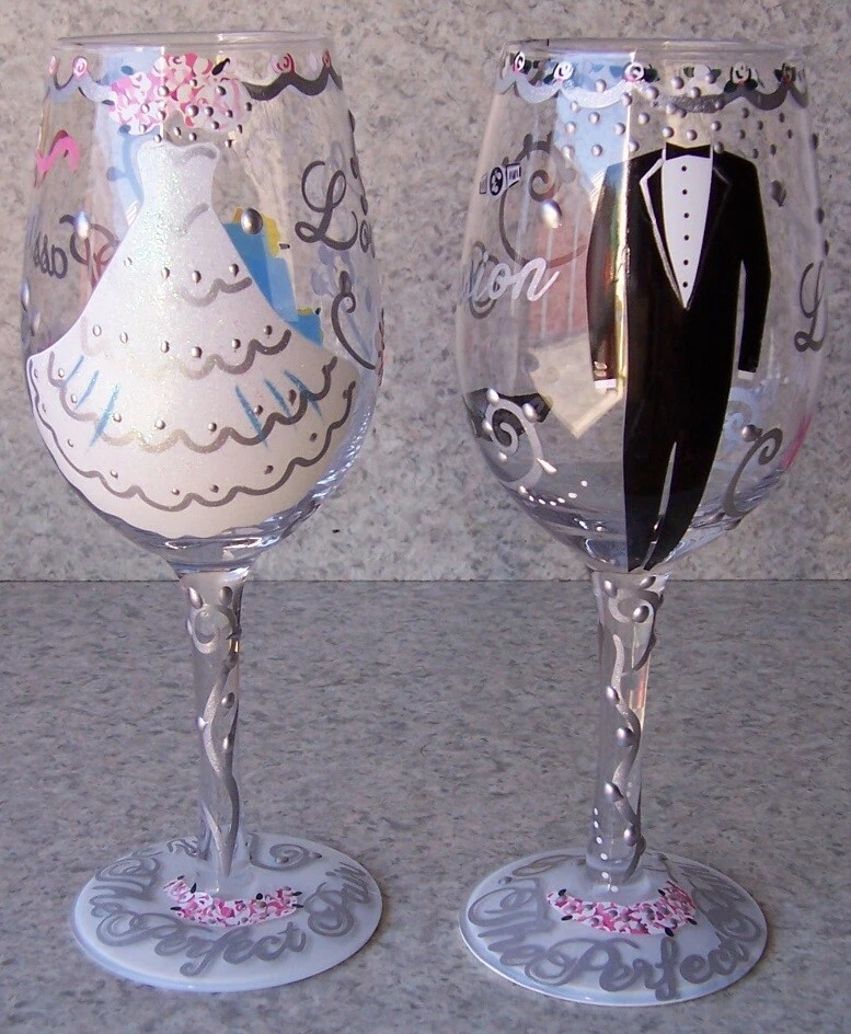 Wine Glass by Lolita Hand Painted Shoot for the Stars 15 Ounce with gift box