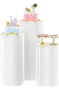 Putros Cylinder Pedestal Stands 3Pcs White Cylinder Pedestal Display For Wedding - Picture 1 of 6