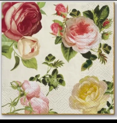 Hermoso paquete de 20 servilletas de almuerzo estilo victoriano vintage de 4 colores rosas nuevas Foto 1 de 2