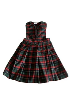 Becky Thatcher Girls Uniform Jump Dress Size 7 1/2 Red Blue Plaid - Picture 1 of 6