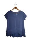 Greentea Womens Blouse Size Small Ruffle Blue T Shirt