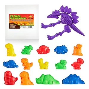 USA Toyz Stampi di Sabbia per Dinosauri Giocattoli da Spiaggia per Bambini - Confezione da 23 - Foto 1 di 6