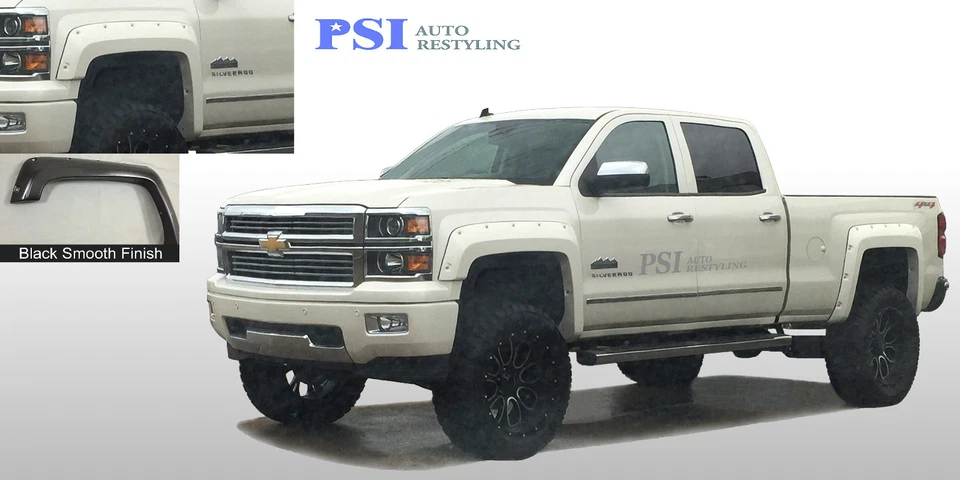Black Paintable Pocket Bolt Fender Flares 14-18 Silverado 1500 15-18 2500 / 3500 Foto 1 de 1