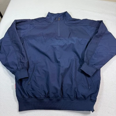Russell Jacket Men L Navy Team Issue 1/4 Zip Pullover Windbreaker Athletic - Image 1 of 4