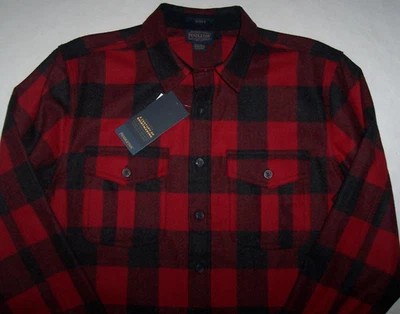NWT Pendleton Red/Oxford Gray Buffalo Check SCOUT Shirt 100% Virgin Wool Men's L - Image 1 of 4