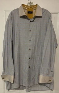 Steven Land Herren 8,5 34-35 3XL Streifen Tupfen Anzughemd doppelte französische Manschette 1 - Bild 1 von 18