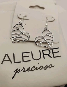 New Aleure Precioso Sterling Silver Dangling Heart Earrings Trendy Casual - Picture 1 of 5