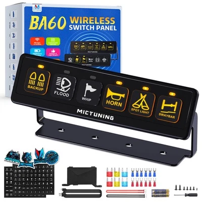 Painel de interruptor sem fio 6 gangues, para barra de luz LED caixa de circuito de energia controle remoto - Imagem 1 de 4