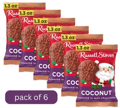 Russell Stover Navidad Leche Chocolate Coco Nido Pack de 6 Foto 1 de 3