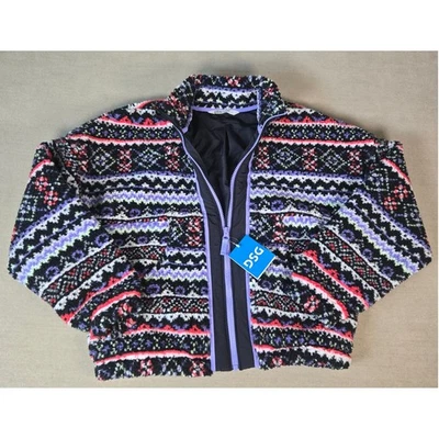 DSG Girls' Cozy Fleece Full Zip Jacket Large (14) Funky Fair Isle NWT - Image 1 of 4