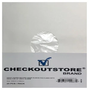 COS Kraftpapier Schallplatte Innenhüllen polyliniert mit Loch 12" Vinyl 33 RPM - Bild 1 von 1