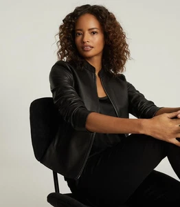 Women's Black Leather Jacket 100% Genuine Lambskin Leather Formal Jacket-A55 - Picture 1 of 6