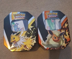 Pokemon TCG Flareon and Jolteon V Eevee Evolutions, EMPTY Collectors Tins - Picture 1 of 6