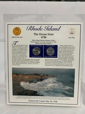 2001 Rhode Island BU P&D Postal Commemorative Society Statehood Quarters, Stamps - Image 1 of 2