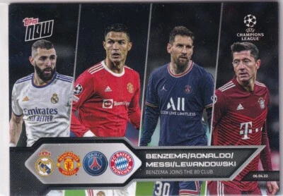 Topps Now 2021 League 136 Lionel Messi Cristiano Ronaldo Robert Lewandowski - Image 1 of 2