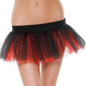 Enaguas reversible tutú malla volante en capas negro rojo 118203 S/M - Imagen 1 de 3