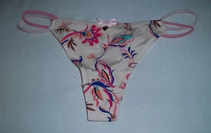 Girls M (11-12yrs) tropical print string side thong panties cream nip tween - Picture 1 of 2