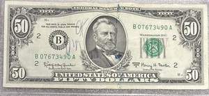 1963 New York B Note $50 Dollar Bill 50BL70 - Picture 1 of 2