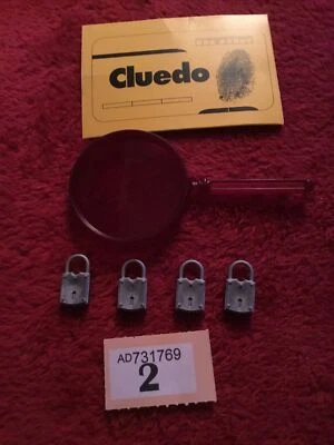 Cluedo DVD game spares  ~ 1 Envelope 4 Padlocks 1 Magnifying  List 2 - Image 1 of 4