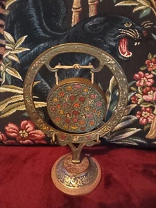 Vintage brass gong,floral inlay,no striker. - Picture 1 of 7