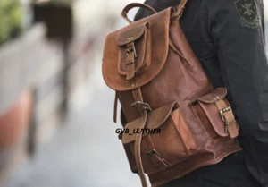 Nuevo Vintage para Hombre Modesto Cuero Mochila Portátil Bandolera Cartera - Imagen 1 de 3