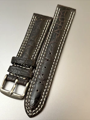 DeBeer PARIS 20 x 18 Cocodrilo Marrón Oscuro Acolchado Doble Puntada Hecho en Francia Foto 1 de 4