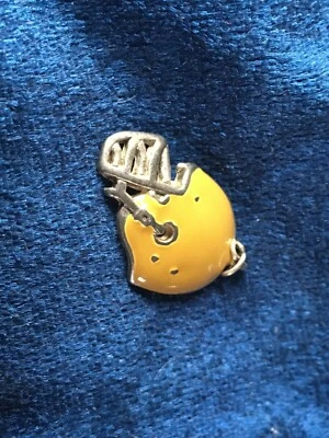 Vintage Enamel Mustard Yellow Football Helmet Small Charm Pendant Dangle 1" — 第 1/4 张图片