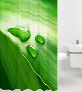 DUSCHVORHANG TEXTIL ANTI SCHIMMEL WC BADEWANNENVORHANG GREEN LEAF 180 x 180 cm - Bild 1 von 7