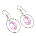 Pink Kunzite Gemstone Handmade Ethnic Jewelry Earring 1.77"