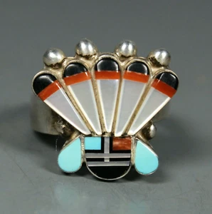 Zuni inlay Sundace Ring Sterling Silver Michelle Peina Adjustable size - Picture 1 of 8