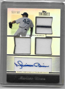 MARIANO RIVERA 2011 TOPPS TRIBUTE TRIPLE P/S+WHITE JERSEYS & CERTIFIED AUTOGRAPH