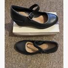 Ladies Size 5.5 D Black Leather Wedge Shoes Active air