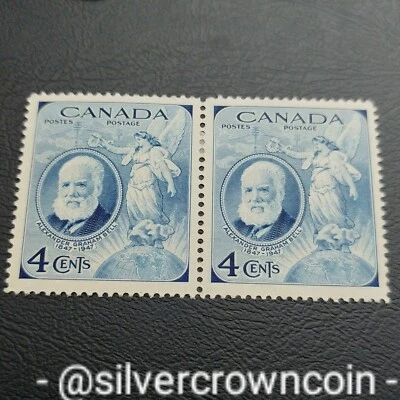 Canada Two Stamps 4 Cents 1947. Alexander Graham Bell 1847-1947. Postage Postes  - Image 1 of 4