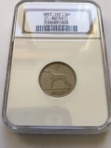 1945 Irish Ireland 6 Pence Six Pence Sixpence NGC AU 55 - Picture 1 of 5