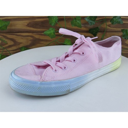 Scarpe Converse All Star taglia 4 sneakers bambina ragazzo rosa tessuto stringate