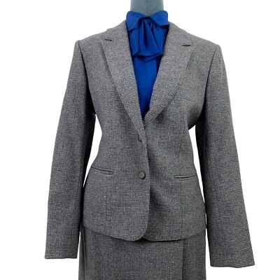 Vintage 80s Pendleton Womens Small Virgin Wool Gray Tweed Two Button Blazer — 第 1/4 张图片