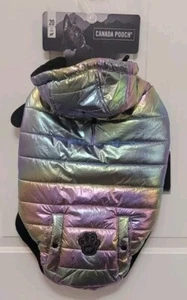 Canada Pooch glänzende gefütterte Hundejacke mit Kapuze mit Fleece Größe 20 Multi Metallic - Bild 1 von 17