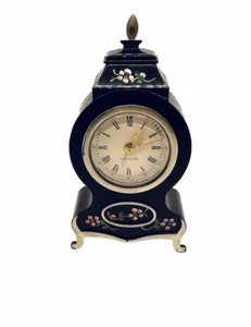Vintage 1960’s WestClox Windup Clock, Alarm Hand painted Black Floral - USA - Picture 1 of 7