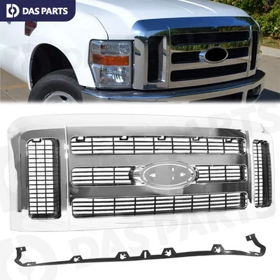 For Ford F-250 F-350 F-450 F-550 Super Duty 2008-2010 Chrome Bumper Grille Grill - Image 1 of 4